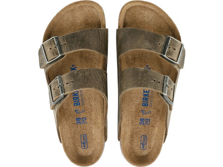 Birkenstock Arizona Soft Footbed Δερμάτινα Ανδρικά Σανδάλια Ανατομικά Χακί 10193