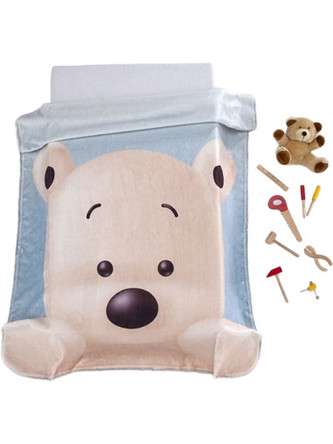 Morven Mora Lumpy Bear Κουβέρτα Κούνιας Βελουτέ 110x140 Γαλάζια