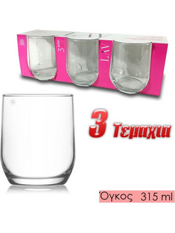 LAV Σετ Ποτήρια Νερού Γυάλινα 315ml 3τμχ 0321.216