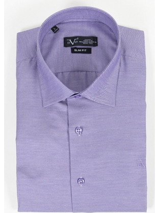 Versace 19V69 Riva Ανδρικό Πουκάμισο Βαμβακερό Μακρυμάνικο Slim Fit Λιλά