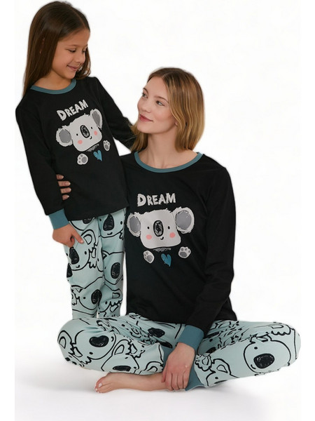 Rolypoly Panda Dream Παιδική Πιτζάμα Βαμβακερή Χειμωνιάτικη Μαύρη Βεραμάν RP3255