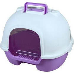 Pet Interest Rear Opening Τουαλέτα Γάτας Κλειστή με Φίλτρο Μωβ Μ50xΠ41xΥ39cm