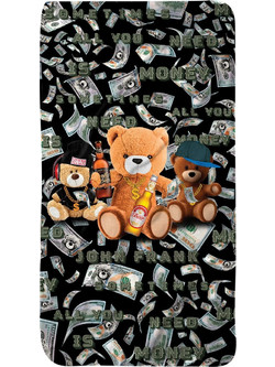 John Frank Teddy Life Πετσέτα Θαλάσσης Μαύρη 80x150cm JFSS21TW13