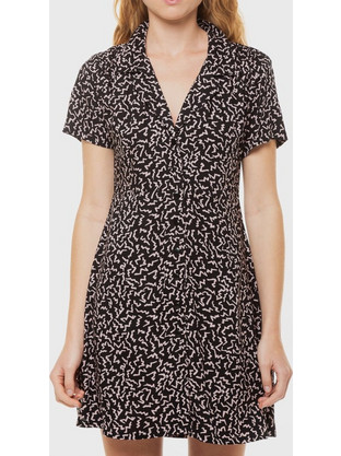 Volcom Surfpunk Mini Καλοκαιρινό Καθημερινό Φόρεμα Κρουαζέ Μαύρο B1312419