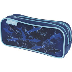 Herlitz Blue Shark Κασετίνα Βαρελάκι με 2 Θήκες Μπλε 50046447