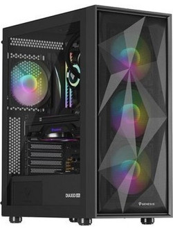Genesis DIAXID 605 Black Gaming Midi Tower Κουτί Υπολογιστή RGB με Πλαϊνό Παράθυρο