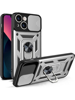 Bodycell Armor Slide Ring Holder Back Cover Silver (iPhone 13)