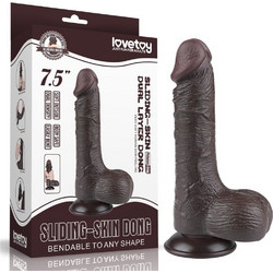 Lovetoy Sliding-Skin 7.5" Dual Layer Dong III Ρεαλιστικό Dildo με Βεντούζα & Όρχεις 19cm Μαύρο