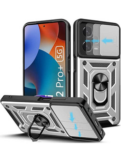 Bodycell Armor Slide Ring Holder Back Cover Silver (Xiaomi Note 12 Pro Plus)