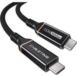 Cabletime CT-USB4 Braided USB-C to USB-C 100W 1m Black 5210131052204
