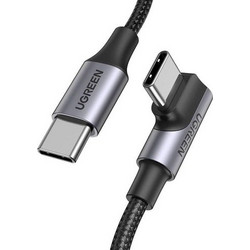 Ugreen US334 Angle 90° Braided USB-C to USB-C 100W 1m Black Grey 6957303876433