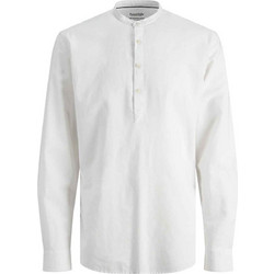 Jack & Jones Ανδρικό Πουκάμισο Λινό Μακρυμάνικο Slim Fit με Mao Γιακά Λευκό 12248410