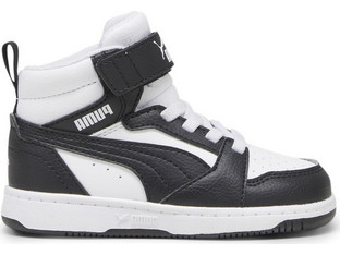 Puma Rebound V6 Mid AC Παιδικά Sneakers Μποτάκια Μαύρα Λευκά 396542-01