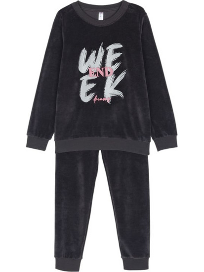 Dreams by Joyce Week Παιδική Πιτζάμα Fleece Χειμωνιάτικη Μαύρη 2475102