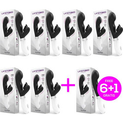 LateToBed Sliper Δονητής Rabbit Μαύρος 7τμχ
