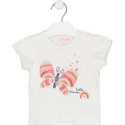 Losan Παιδικό Crop Top Κοντομάνικο Λευκό 218-1004AL