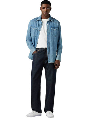 Levi's 555(TM) Ανδρικό Τζιν Παντελόνι Relaxed Εφαρμογή με Λάστιχο Navy Μπλε 000LO-0000