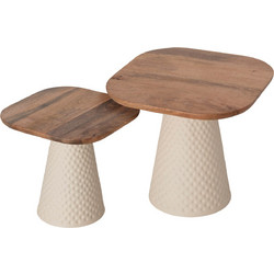 HomeMarkt Golfer Βοηθητικά Τραπεζάκια Σαλονιού Τετράγωνα Ξύλινα με Μεταλλική Βάση 2τμχ Μ48xΠ48xΥ43cm HM9924