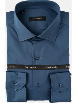 Guy Laroche Ανδρικό Πουκάμισο Μακρυμάνικο Slim Fit Μπλε GLDW28244