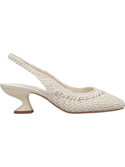 Katy Perry The Laterr Γόβες Slingback Δερμάτινες με Χοντρό Χαμηλό Τακούνι Εκρού KP2976-CHK