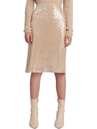 Forel Μίντι Φούστα με Παγιέτες Ψηλόμεση Εκρού 079.00.01.032