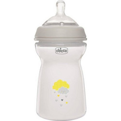 Chicco Natural Feeling Πλαστικό Μπιμπερό με Θηλή Σιλικόνης 6+ Μηνών White 330ml