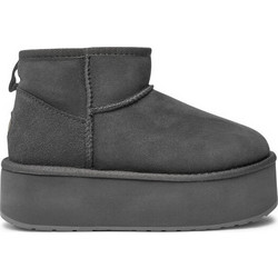 Emu Australia Stinger Micro Γυναικεία Μποτάκια Πλατφόρμα Suede Ανθρακί με Γούνα W13082
