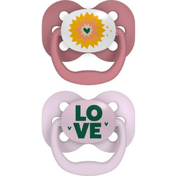 Dr. Brown's Advantage Ορθοδοντικές Πιπίλες Σιλικόνης 0-6m Love Ροζ-Μωβ 2τμχ