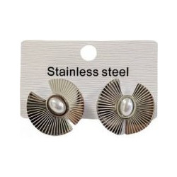 Kostibas Γυναικεία Σκουλαρίκια Κρεμαστά από Ατσάλι Ασημί με Πέρλα 3013-609AL