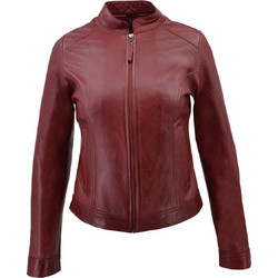 Leather 100 Γυναικείο Μπουφάν Χειμωνιάτικο Δερμάτινο Κοντό Μπορντό 49-W-AMORE