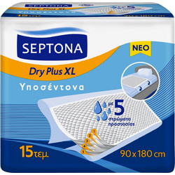 Septona Dry Plus XL Υποσέντονα Ακράτειας με Φτερά 5 Στρωμάτων 90x180cm 15τμχ