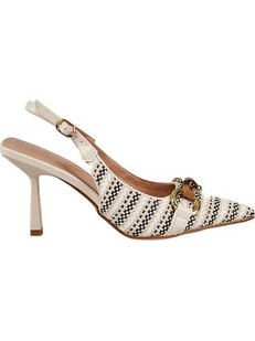 Elenross Γόβες Slingback με Λεπτό Ψηλό Τακούνι Εκρού GS09750W-BEI