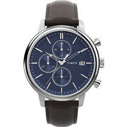 Timex Ανδρικό Ρολόι Χρονογράφος με Μαύρο Δερμάτινο Λουράκι TW2W76200