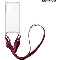 Sonique Strap Armor Back Cover Clear/Burgundy (Samsung Galaxy A13 5G / Galaxy A04s)