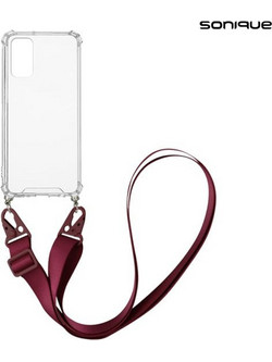 Sonique Strap Armor Back Cover Clear/Burgundy (Samsung Galaxy A13 5G / Galaxy A04s)