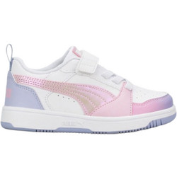 Puma Rebound V6 Παιδικά Sneakers Λευκά Ροζ Μωβ 400594-01