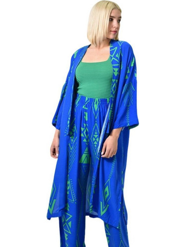 Potre Γυναικείο Κιμονό Παραλίας Μακρύ Royal Blue 23752