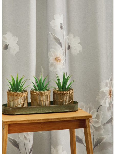 WhiteEgg Κουρτίνα Παραθύρου Floral με Τρουκς 270x280 K0155-5