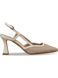 Envie Shoes Γόβες Slingback Δερμάτινες με Λεπτό Ψηλό Τακούνι Μπεζ E02-21761-36