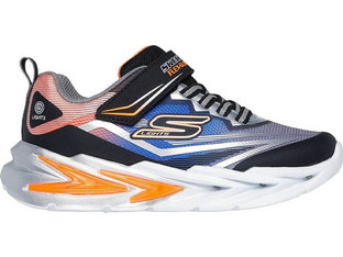 Skechers Παιδικά Sneakers με Φωτάκια Ασημί Μαύρα Πορτοκαλί 400139L-BKSL