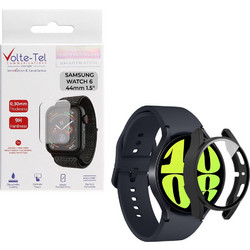 Volte-Tel Πλαστική Θήκη Tempered Glass για Samsung Galaxy Watch 6 44mm Μαύρη