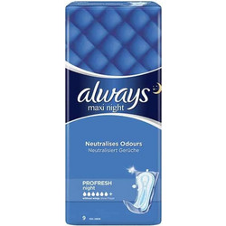 Always Maxi Night ProFresh Σερβιέτες χωρίς Φτερά για Αυξημένη Ροή 6 Σταγόνες 9τμχ