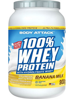 Body Attack 100% Whey Banana Milk Πρωτεΐνη Ορού Γάλακτος Γράμμωσης 900gr