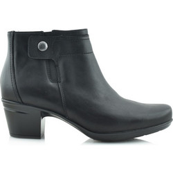 Clarks MSLIE Γυναικεία Μποτάκια Αστραγάλου Δερμάτινα Μαύρα με Χοντρό Χαμηλό Τακούνι 2614447119