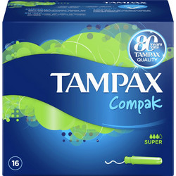Tampax Compak Super Ταμπόν με Απλικατέρ για Αυξημένη Ροή 3 Σταγόνες 16τμχ