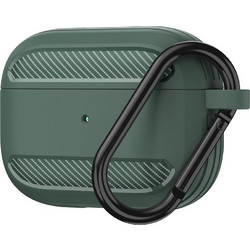 Techsuit Carbon Θήκη Σιλικόνης με Γάντζο για Apple AirPods 3 Πράσινη