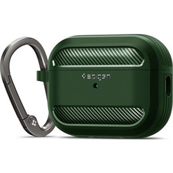 Spigen Rugged Armor Θήκη Σιλικόνης με Γάντζο για Apple AirPods 3 Χακί
