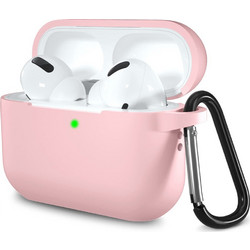 Techsuit Smooth Ultrathin Θήκη Σιλικόνης με Γάντζο για Apple AirPods Pro 1 / 2 Ροζ