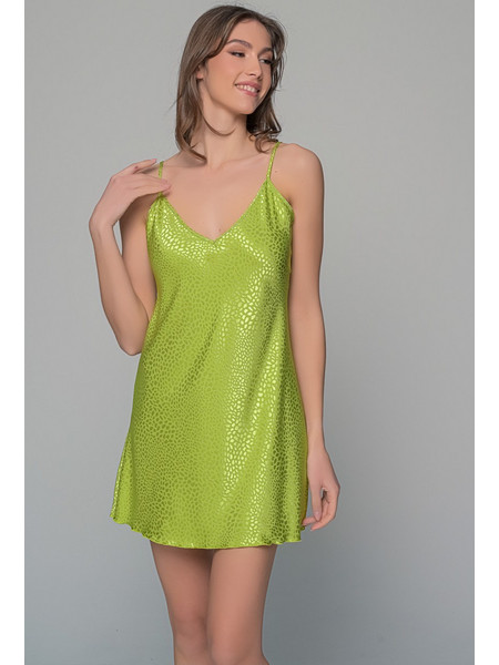 Milena By Paris Γυναικείο Νυχτικό Καλοκαιρινό Σατέν Lime 3429