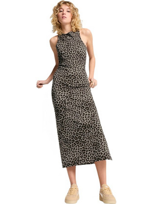 Puma Leo Luxe Midi Καλοκαιρινό Αθλητικό Φόρεμα Καφέ 632339-87